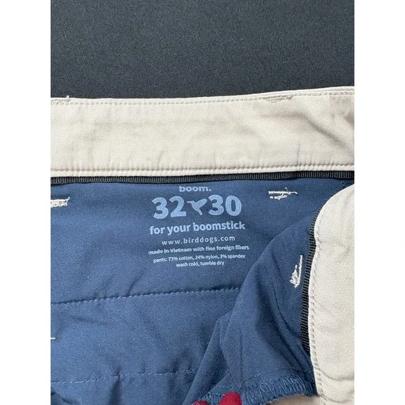 BirdDogs Boom for Your Boomstick Khaki Stretch Pants Mens 32x30 Flat Front - Picture 6 of 12
